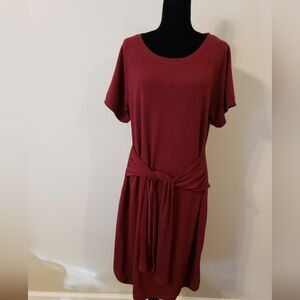 Women’s Wine Red Tie-Waist Dress By Ashley Stewart